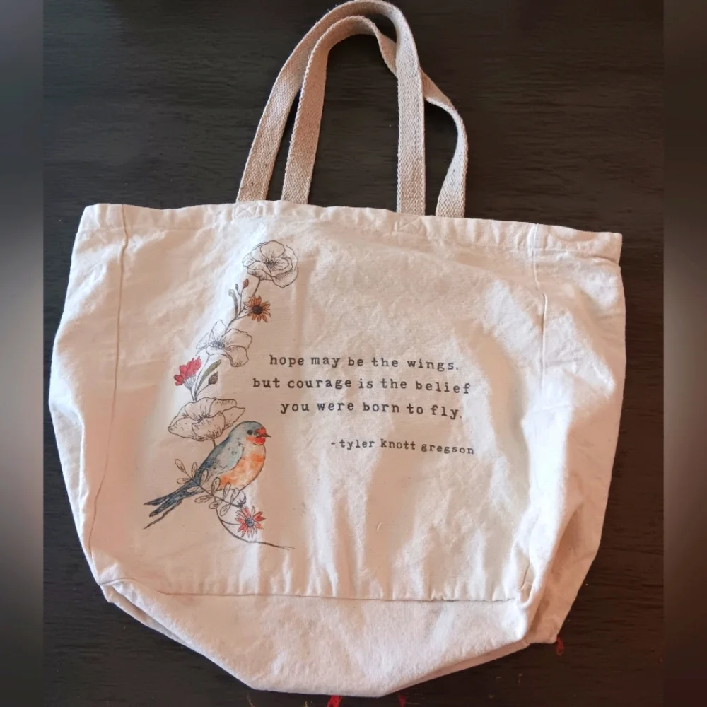 The Tote Project Canvas Tote Bag with Bird Tyler Knott Gregson - Picture 2 of 10